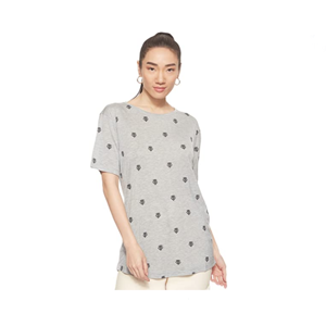 Tommy Hilfiger dámské šedé tričko Olivia se vzorem - M (PYT)